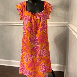 Jude Connally Pink and Orange Floral Shift Dress